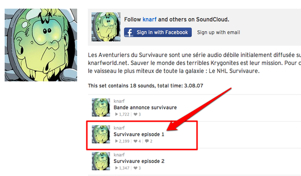 Telechargement épisode 1 depuis Soundcloud